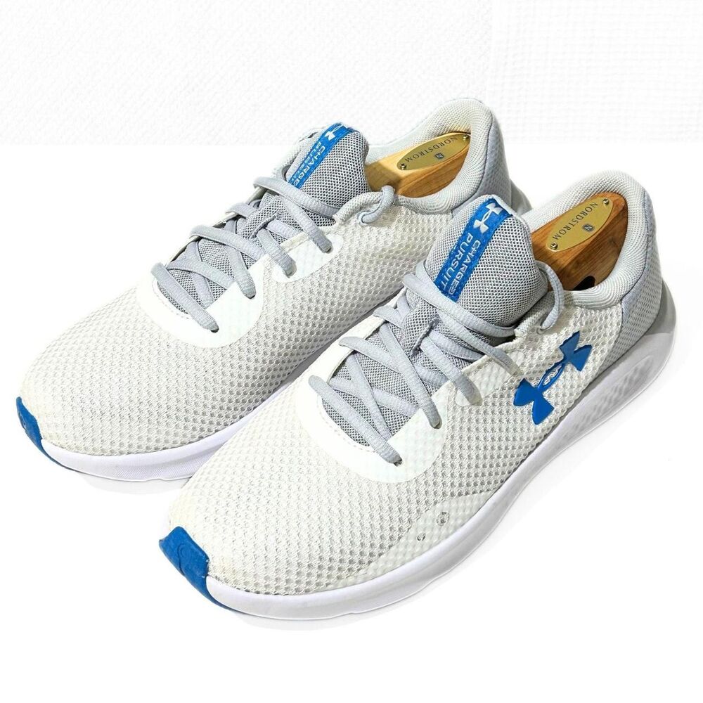 Under Armour UA Men's Size 8.5 Sneakers White Blue Gray Trainers